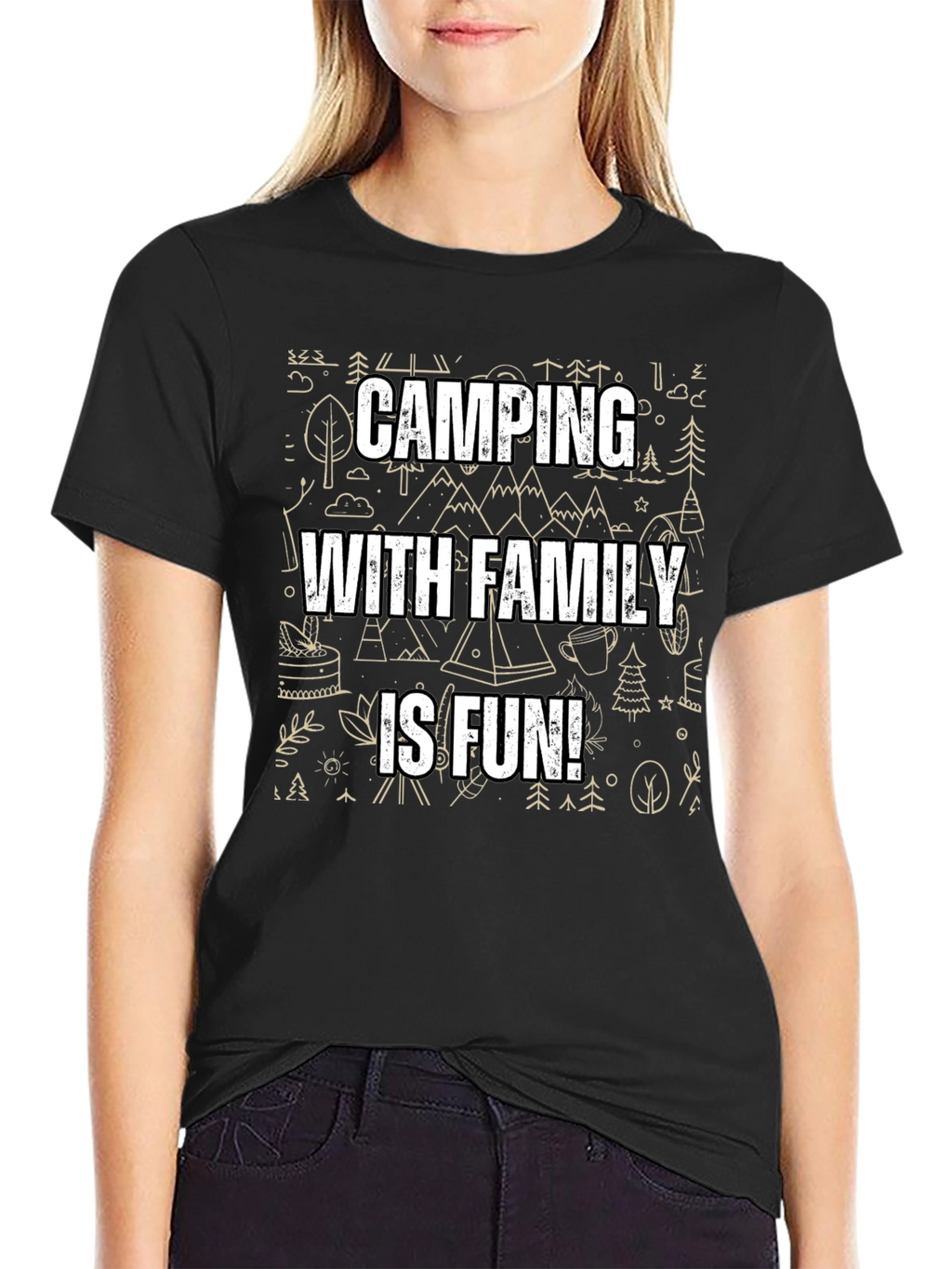 Camping With Family Is Fun Black T-Shirt