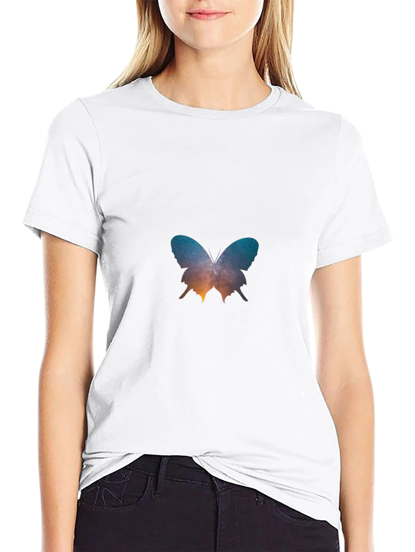 Butterfly Galaxy Graphic Black T-Shirt