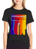 Rainbow Paint Roller Graphic Tee - Artsy T-Shirt