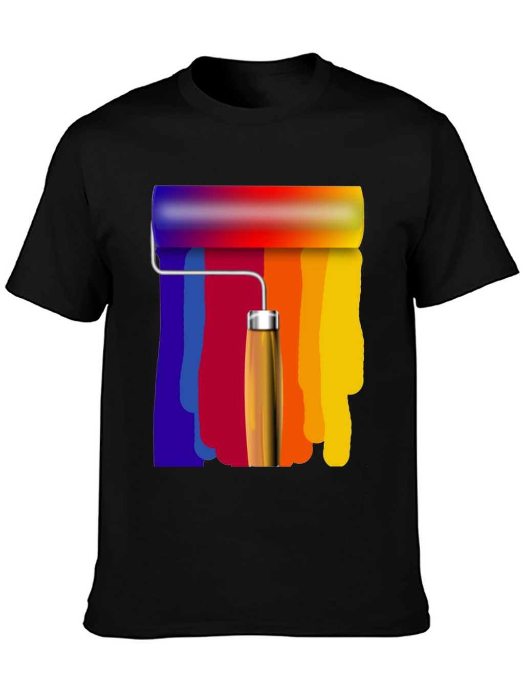 Rainbow Paint Roller Graphic Tee - Artsy T-Shirt