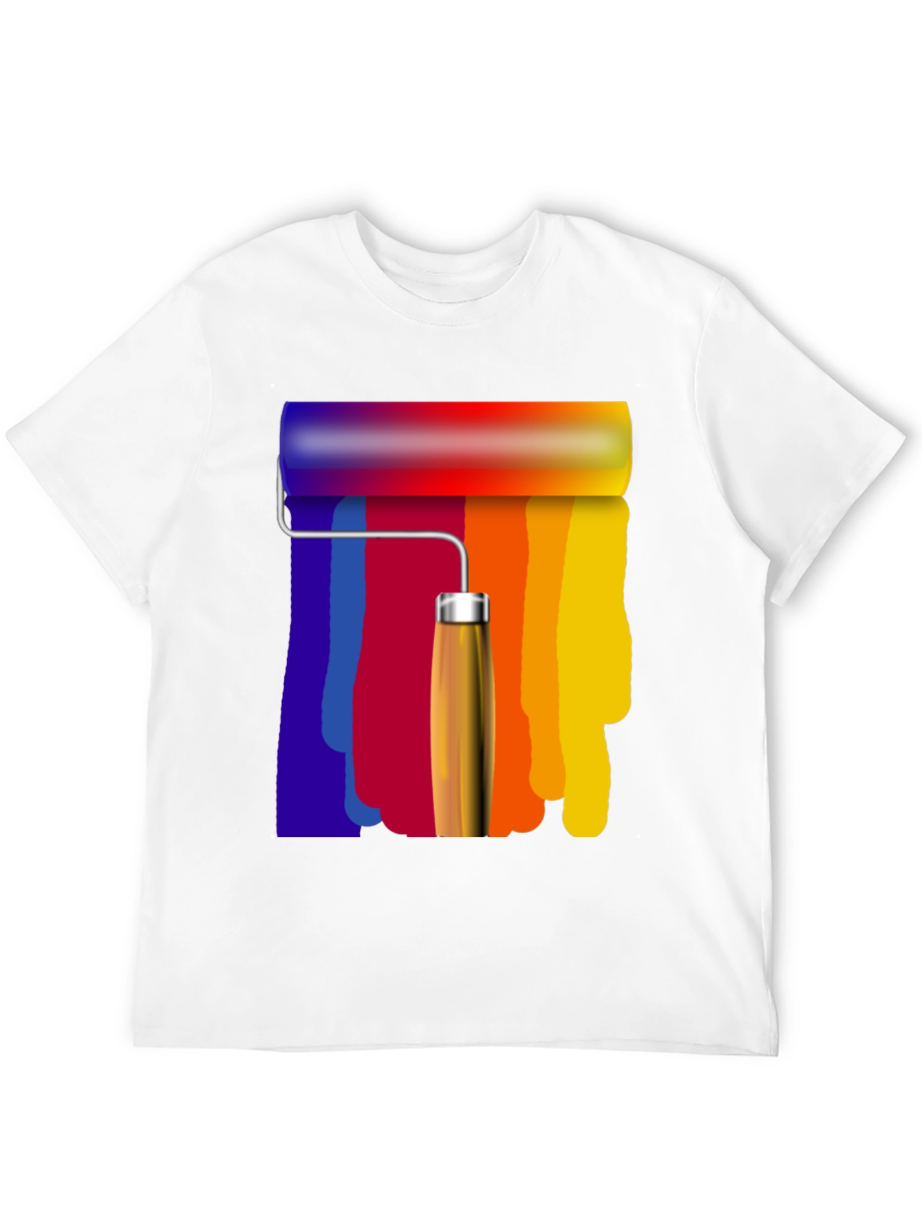 Rainbow Paint Roller Graphic Tee - Artsy T-Shirt