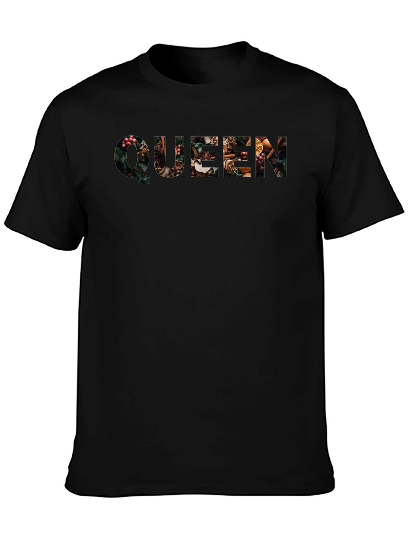 Queen Floral Print Black T-Shirt