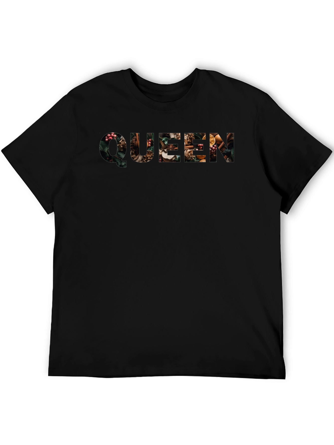 Queen Floral Print Black T-Shirt