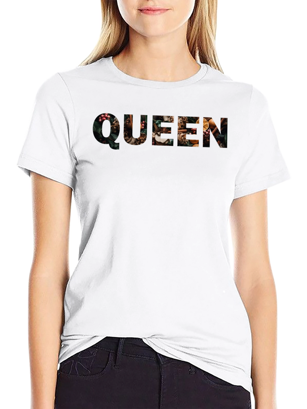 Queen Floral Print Black T-Shirt