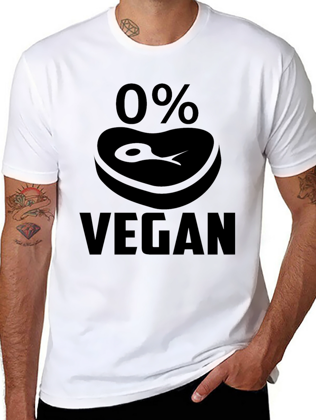 0% Vegan Black T-Shirt - Sarcastic Meat Lover Tee