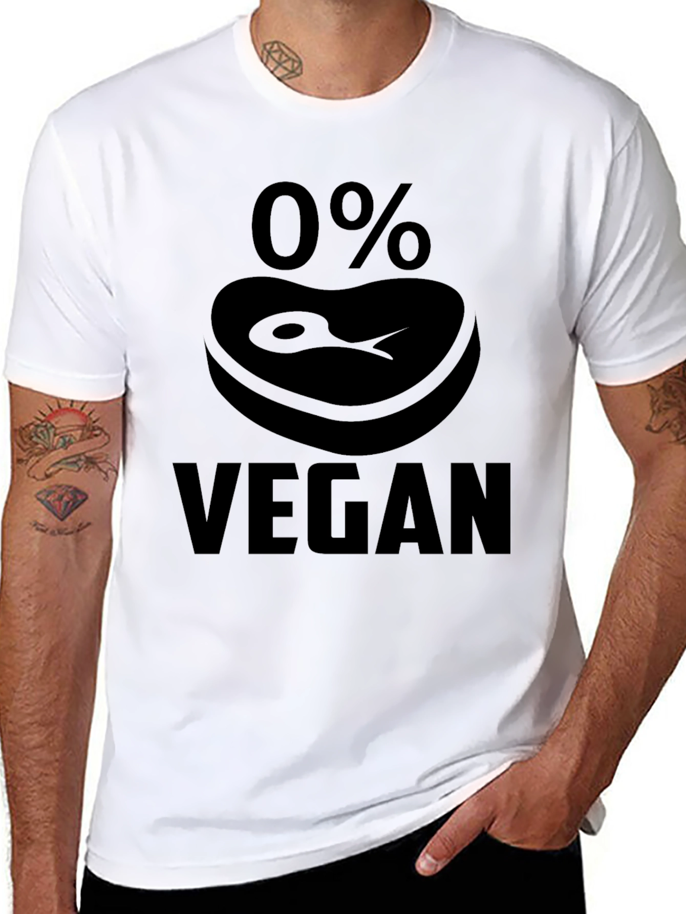 0% Vegan Black T-Shirt - Sarcastic Meat Lover Tee