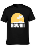 Hawaii Sunset Palm Tree Graphic Tee - Black