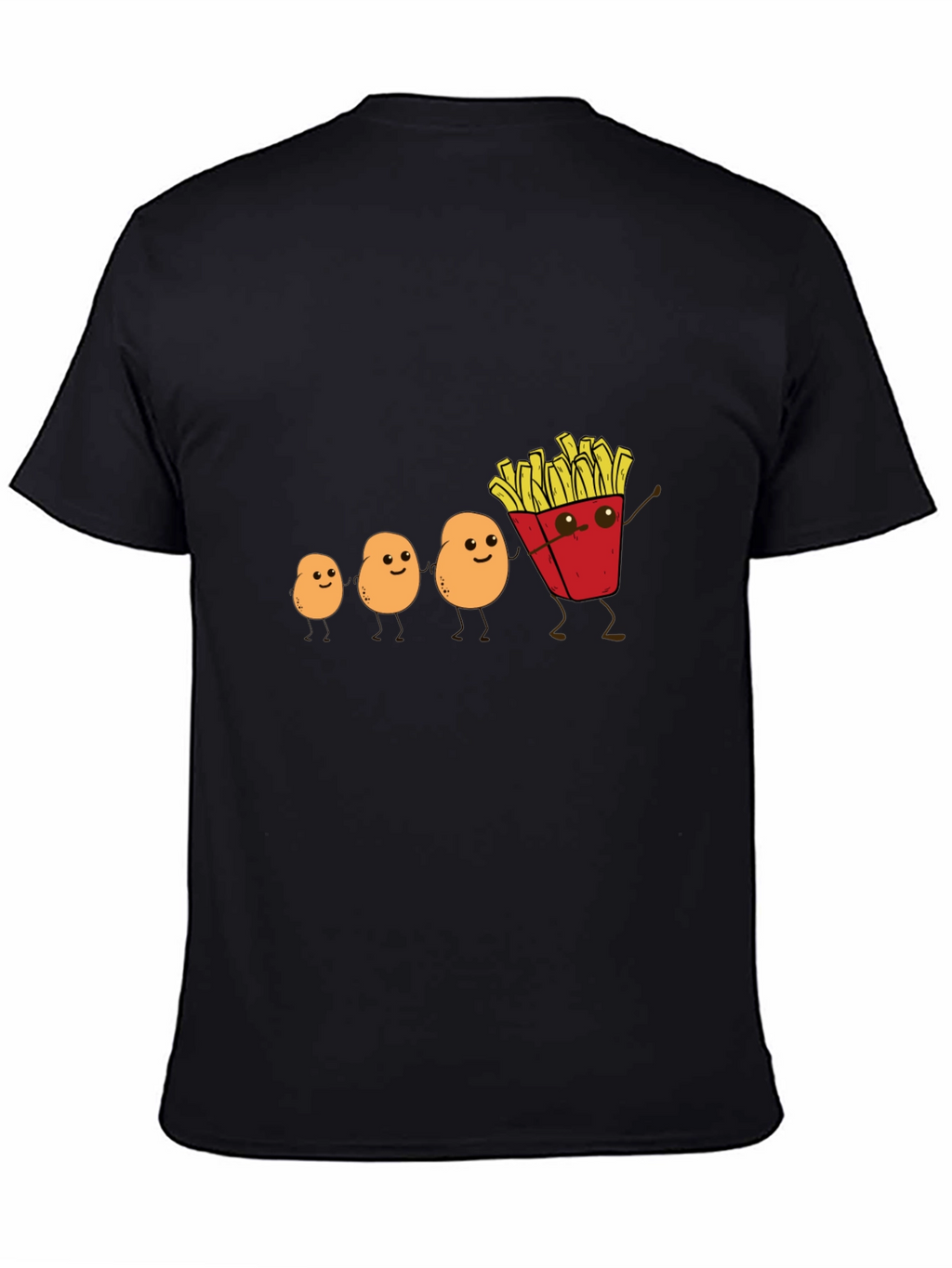 Funny Potato Evolution to French Fries Black T-Shirt