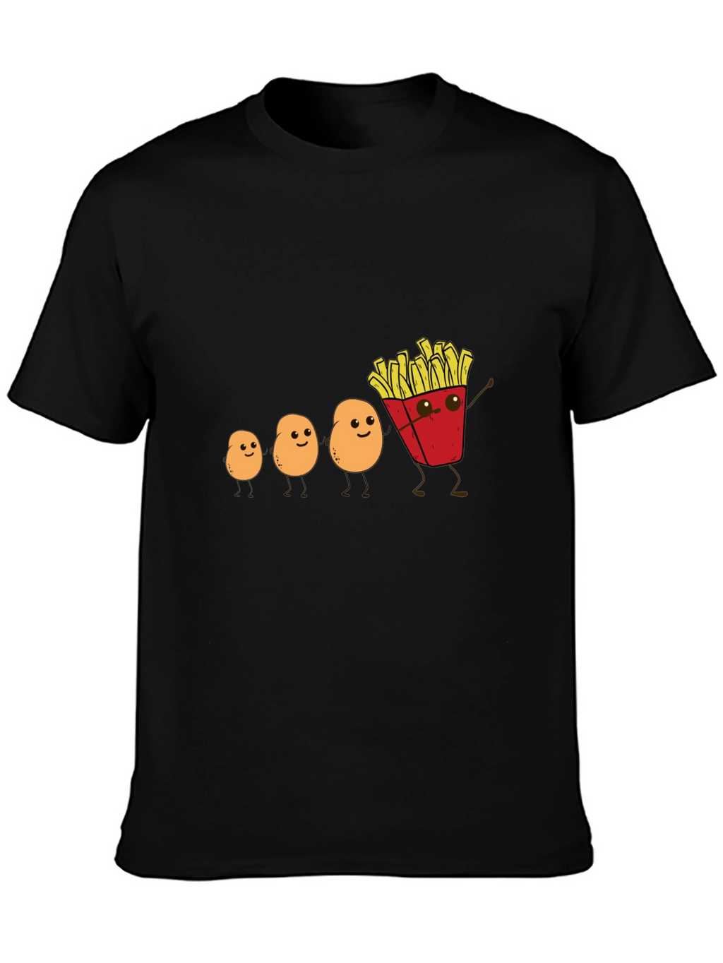 Funny Potato Evolution to French Fries Black T-Shirt