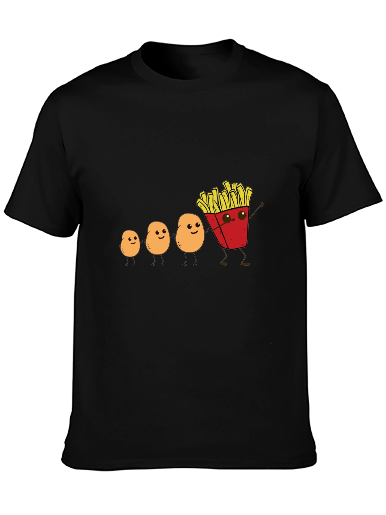 Funny Potato Evolution to French Fries Black T-Shirt