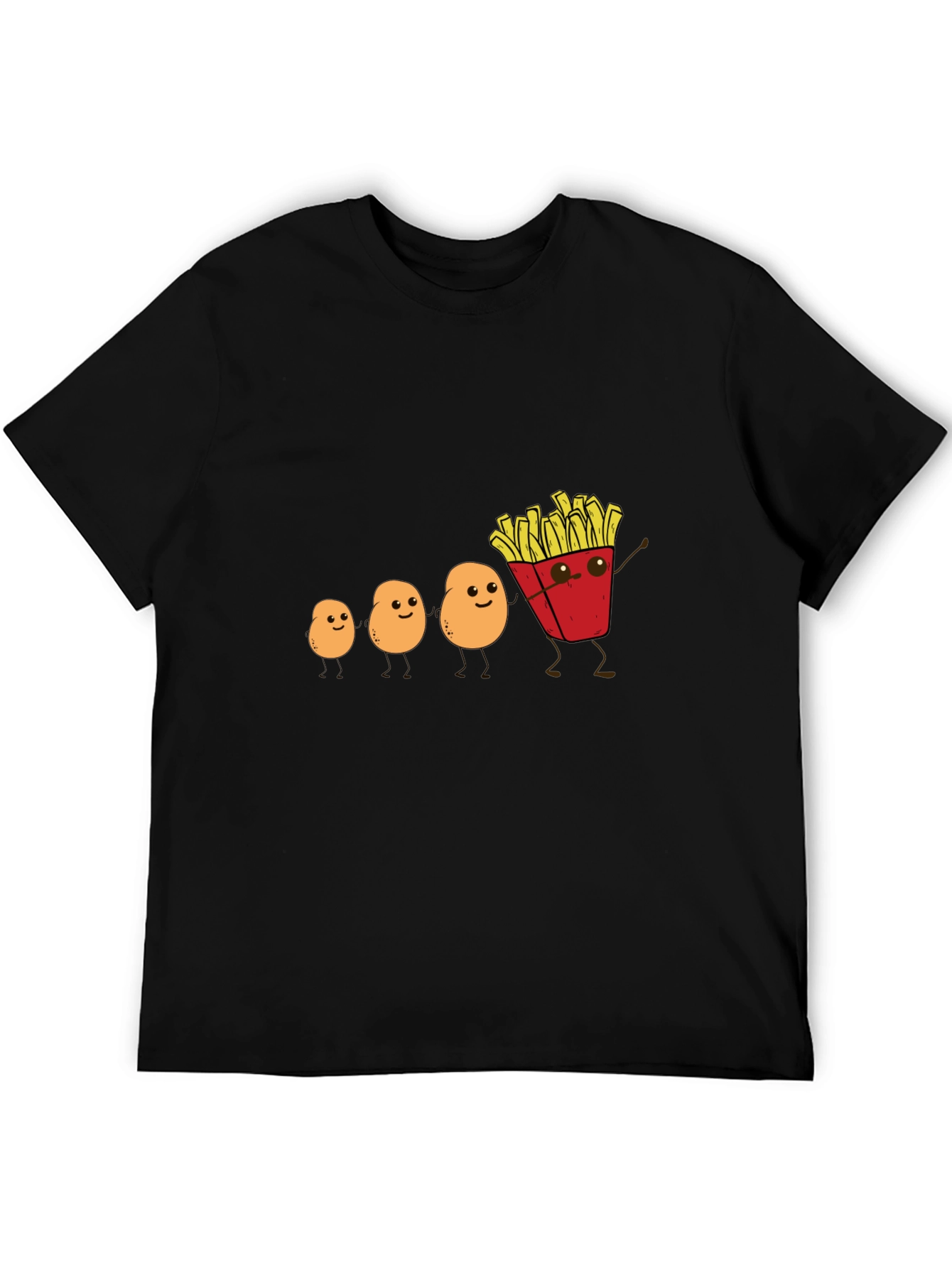 Funny Potato Evolution to French Fries Black T-Shirt