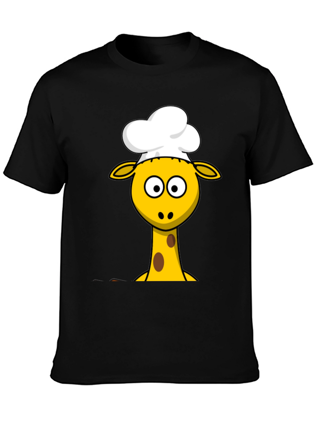 Chef Giraffe Cartoon Black T-Shirt