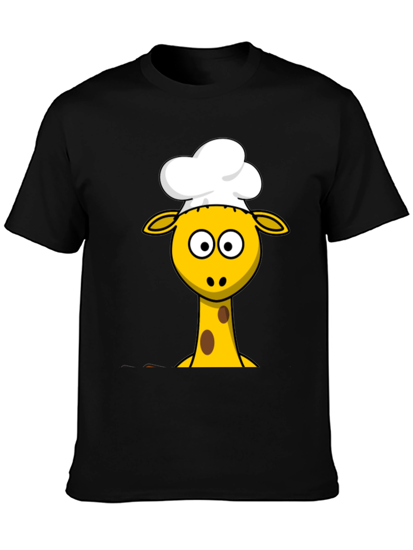 Chef Giraffe Cartoon Black T-Shirt