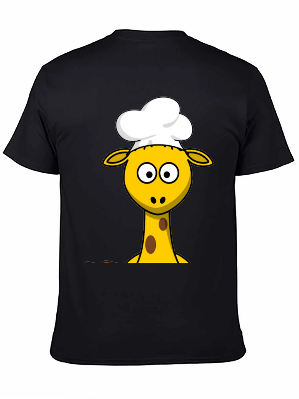 Chef Giraffe Cartoon Black T-Shirt
