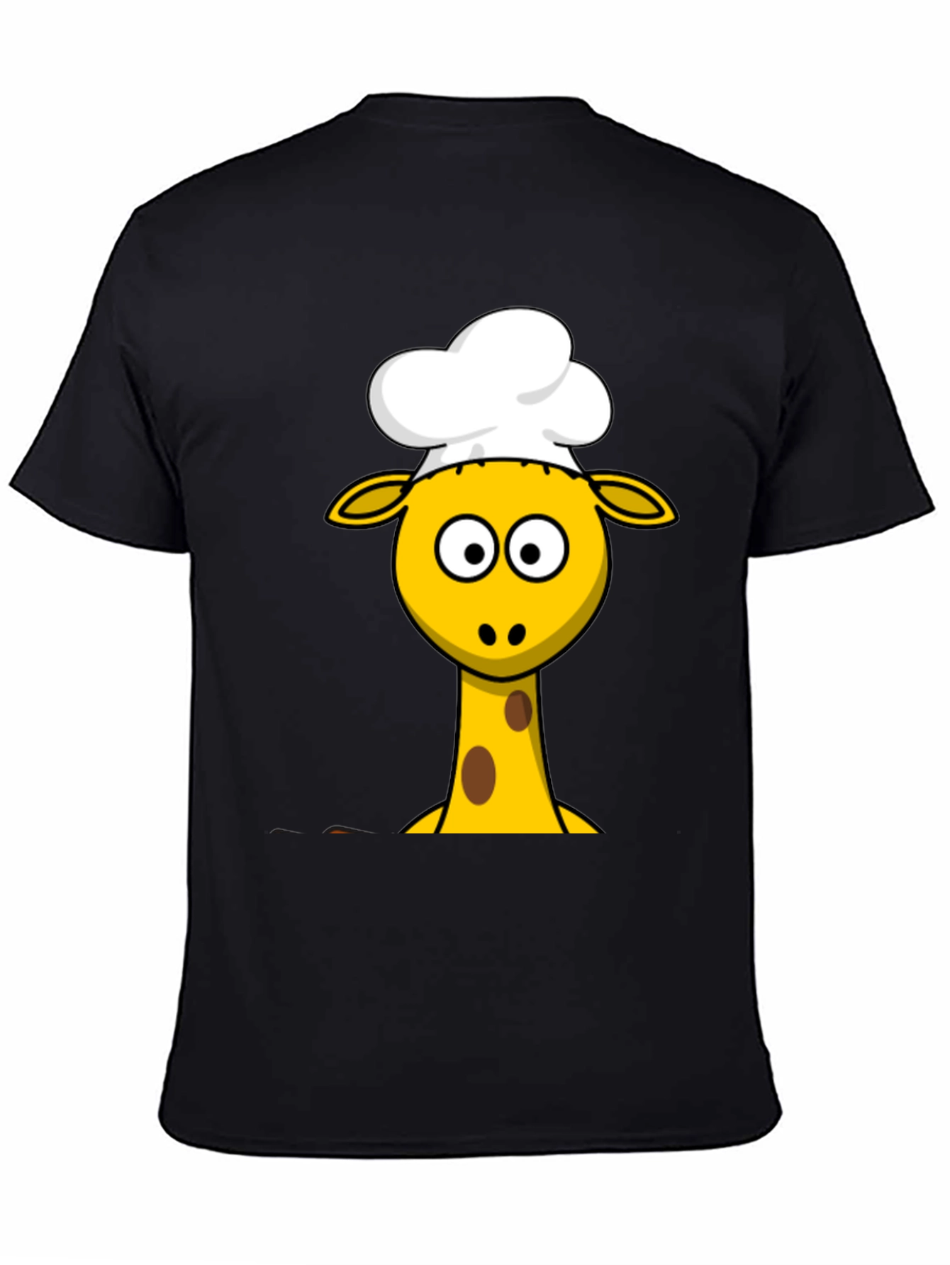 Chef Giraffe Cartoon Black T-Shirt