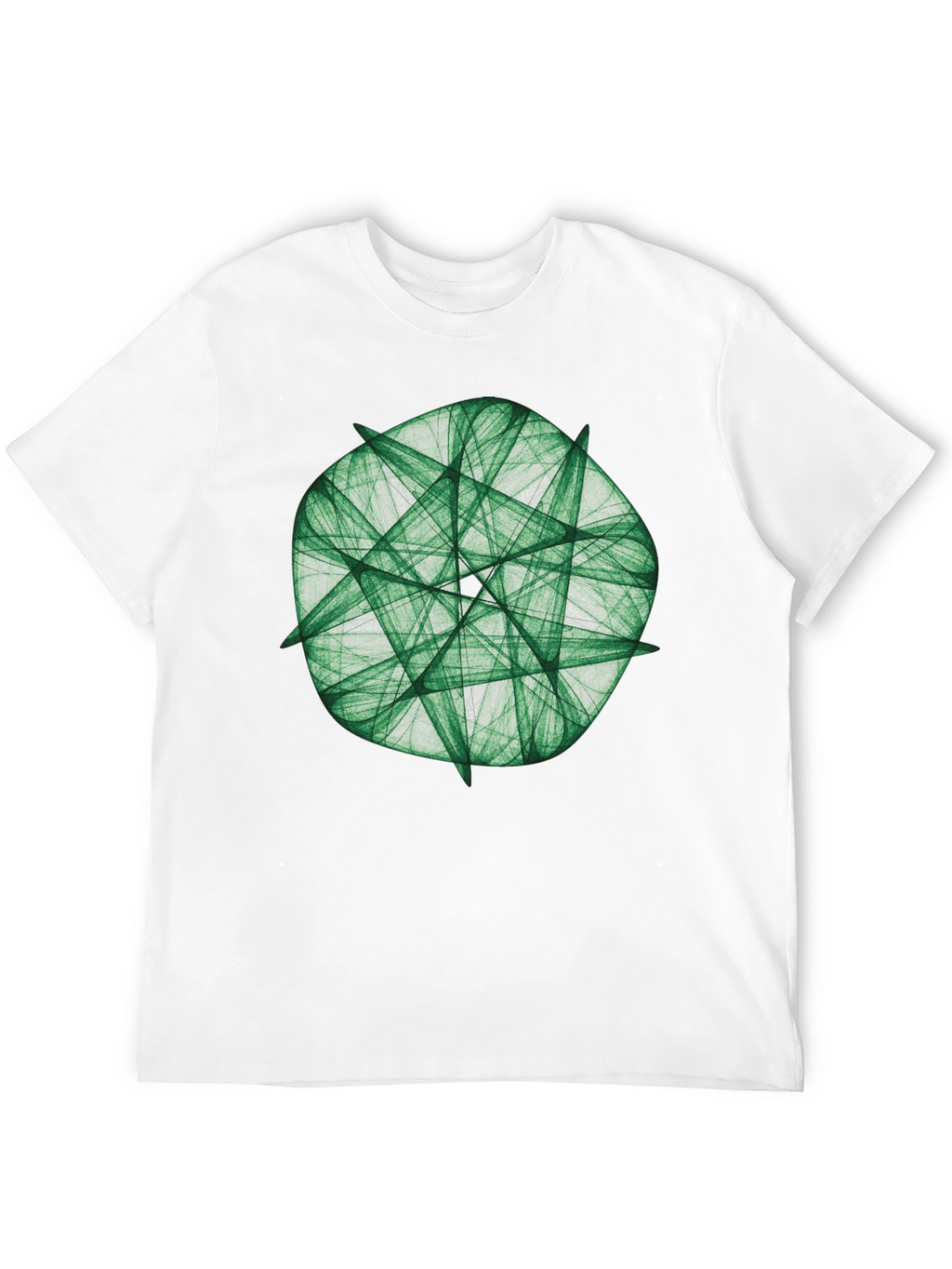Green Fractal Geometric Graphic Print Black T-Shirt
