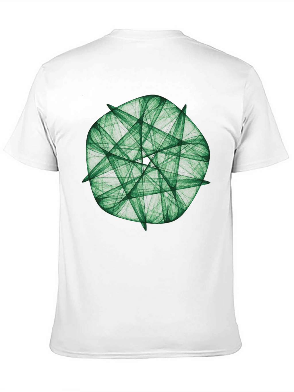 Green Fractal Geometric Graphic Print Black T-Shirt