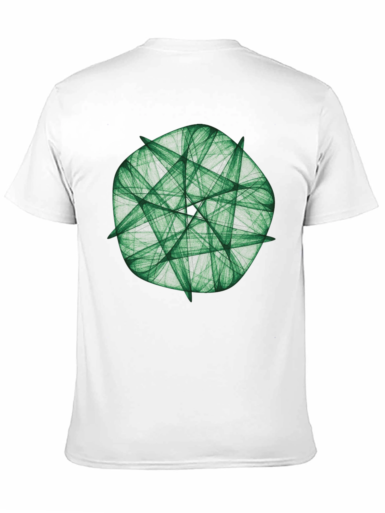 Green Fractal Geometric Graphic Print Black T-Shirt