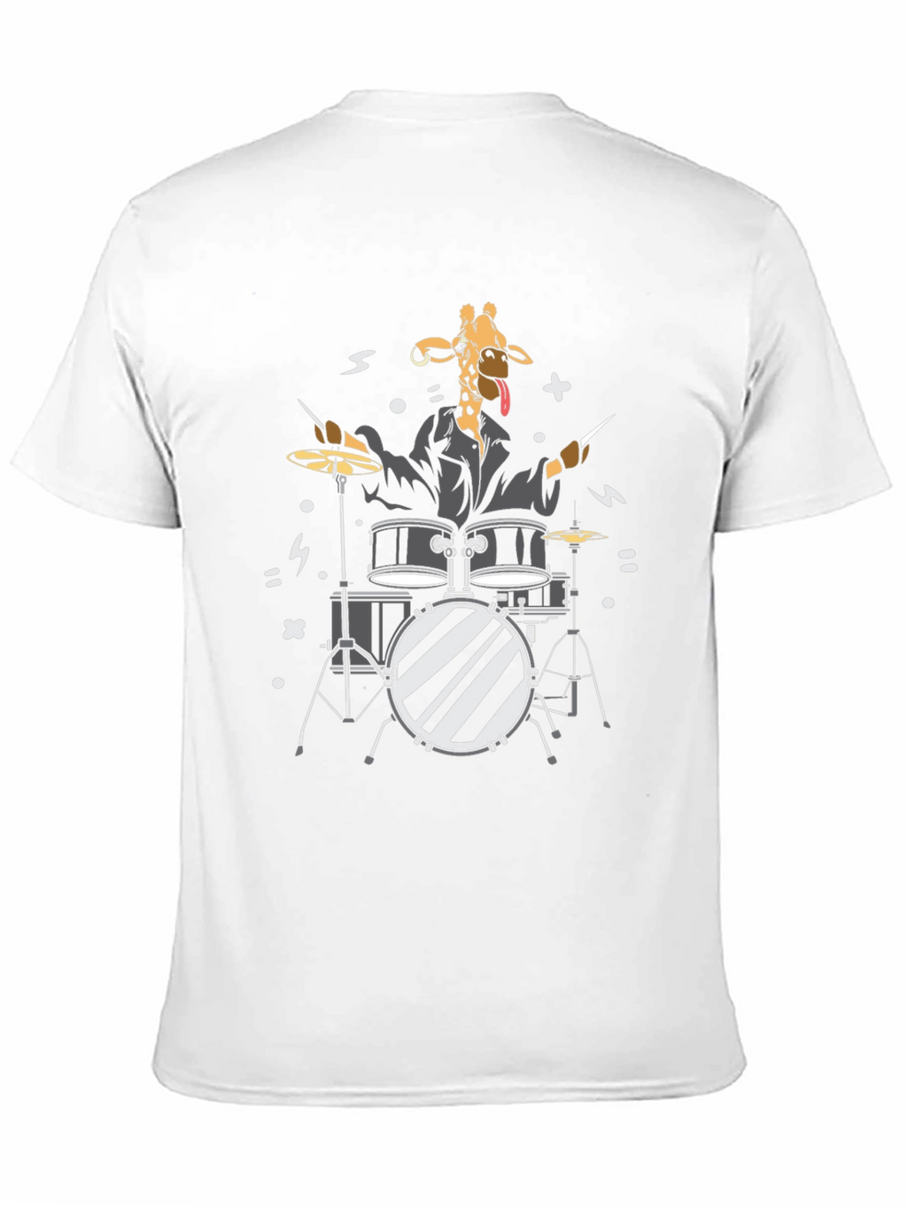 Giraffe Drummer Graphic T-Shirt - Black Cotton Tee