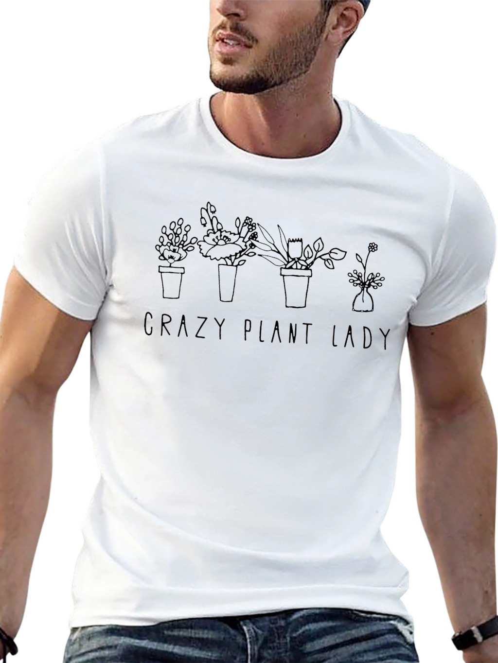 Crazy Plant Lady Graphic Tee - Black Casual Shirt