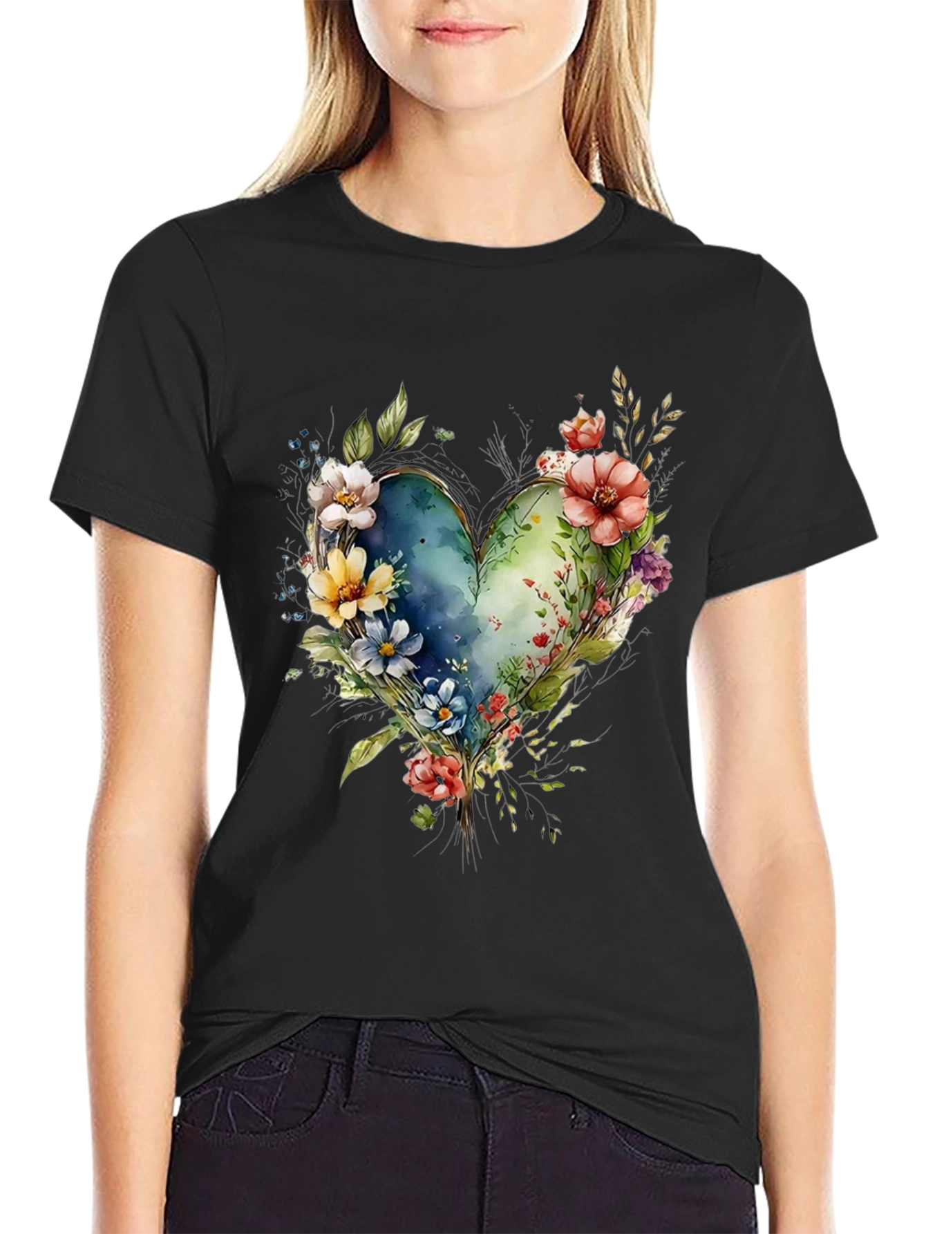 Floral Heart Graphic T-Shirt