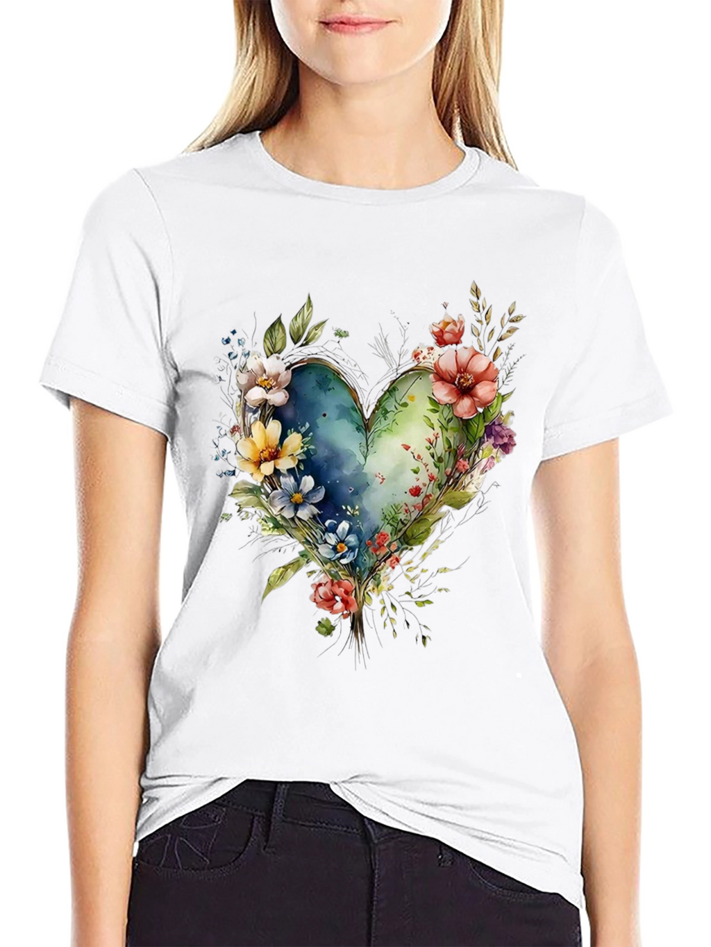 Floral Heart Graphic T-Shirt