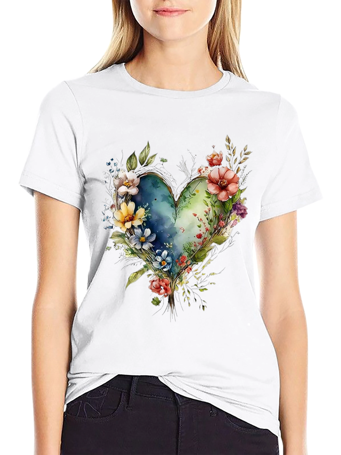Floral Heart Graphic T-Shirt