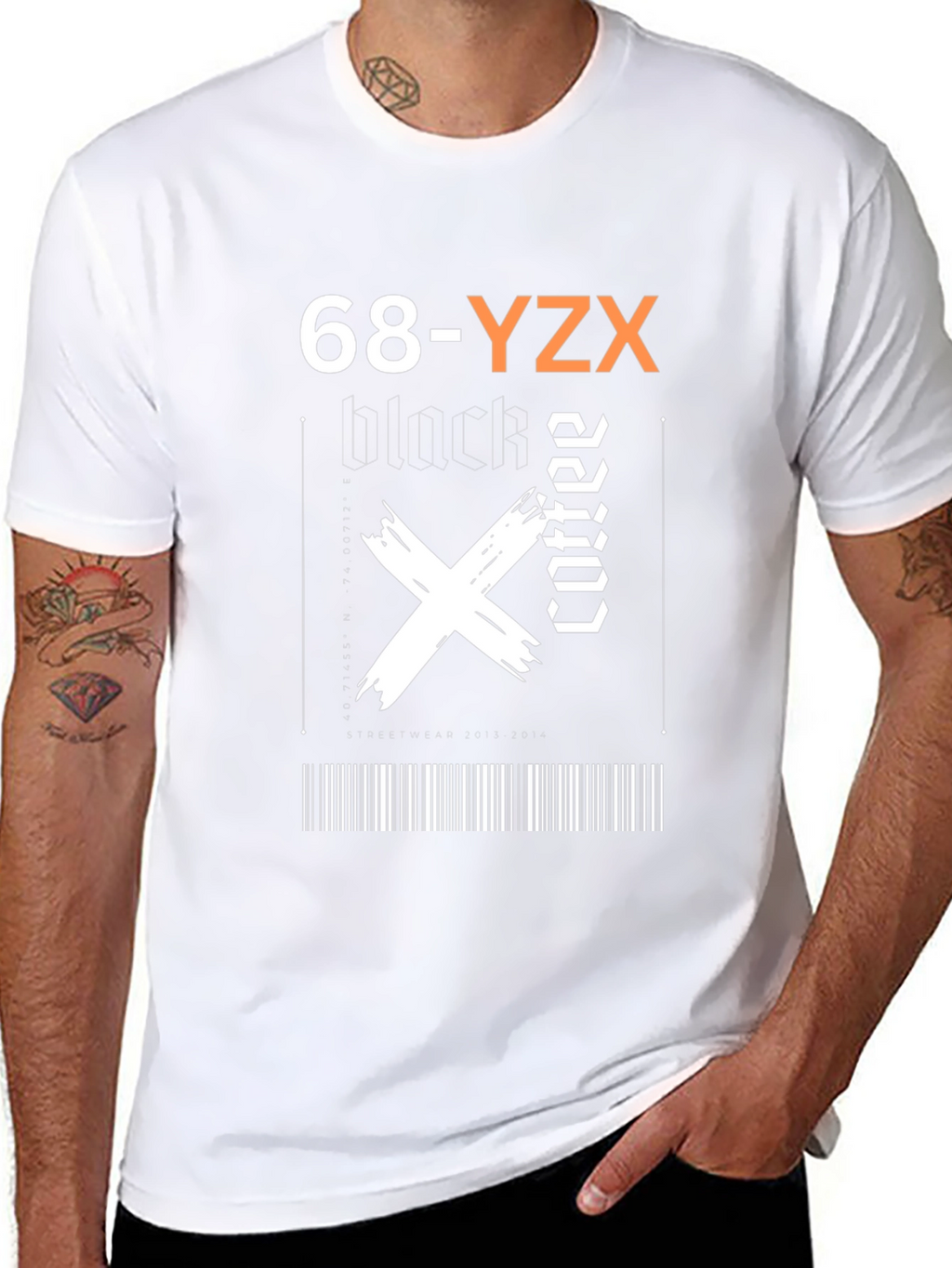 Black Coffee Graphic Tee - Trendy Barcode Design