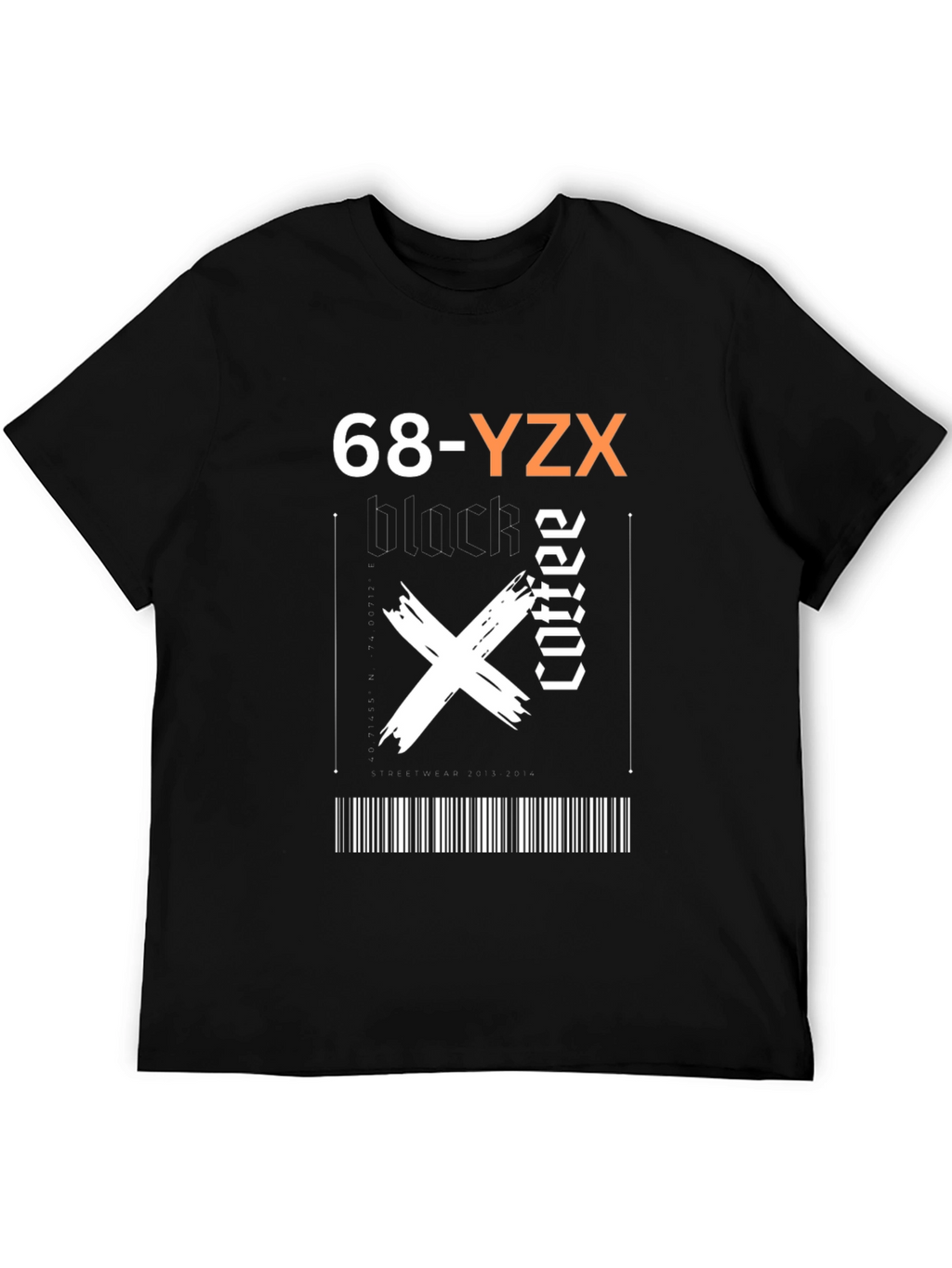 Black Coffee Graphic Tee - Trendy Barcode Design