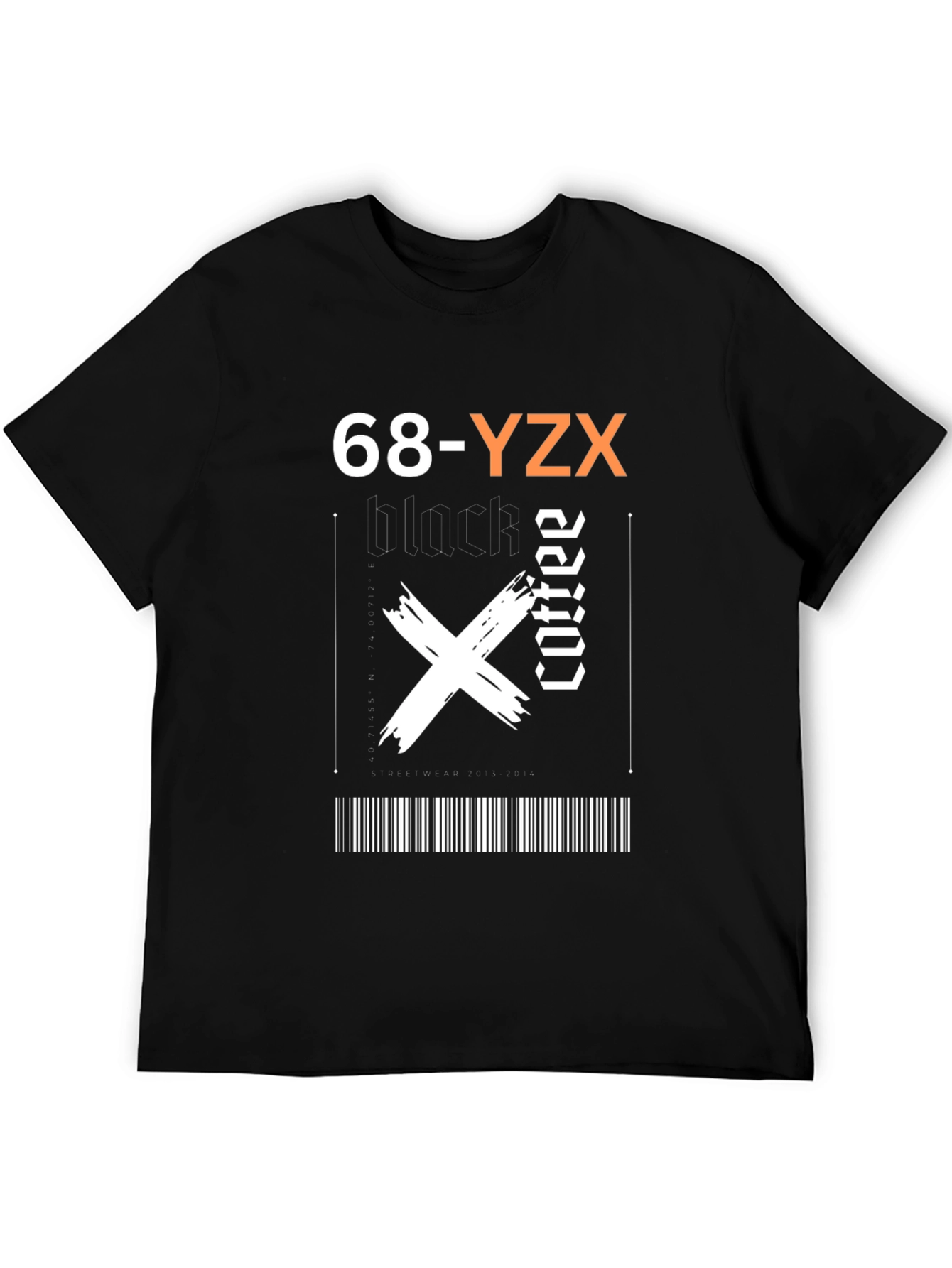 Black Coffee Graphic Tee - Trendy Barcode Design