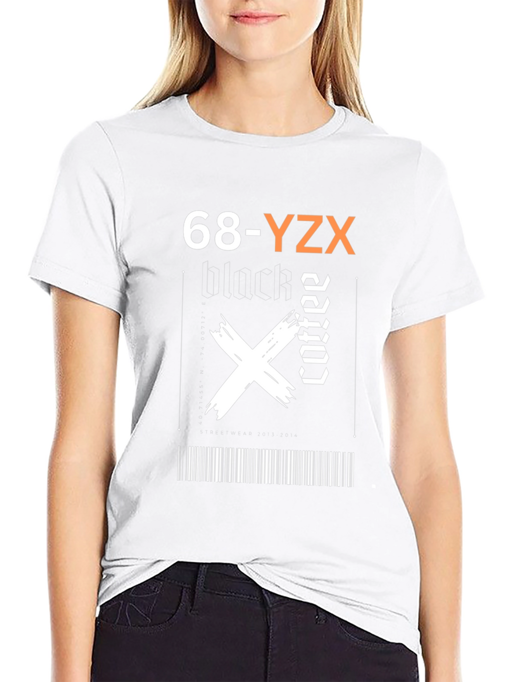 Black Coffee Graphic Tee - Trendy Barcode Design