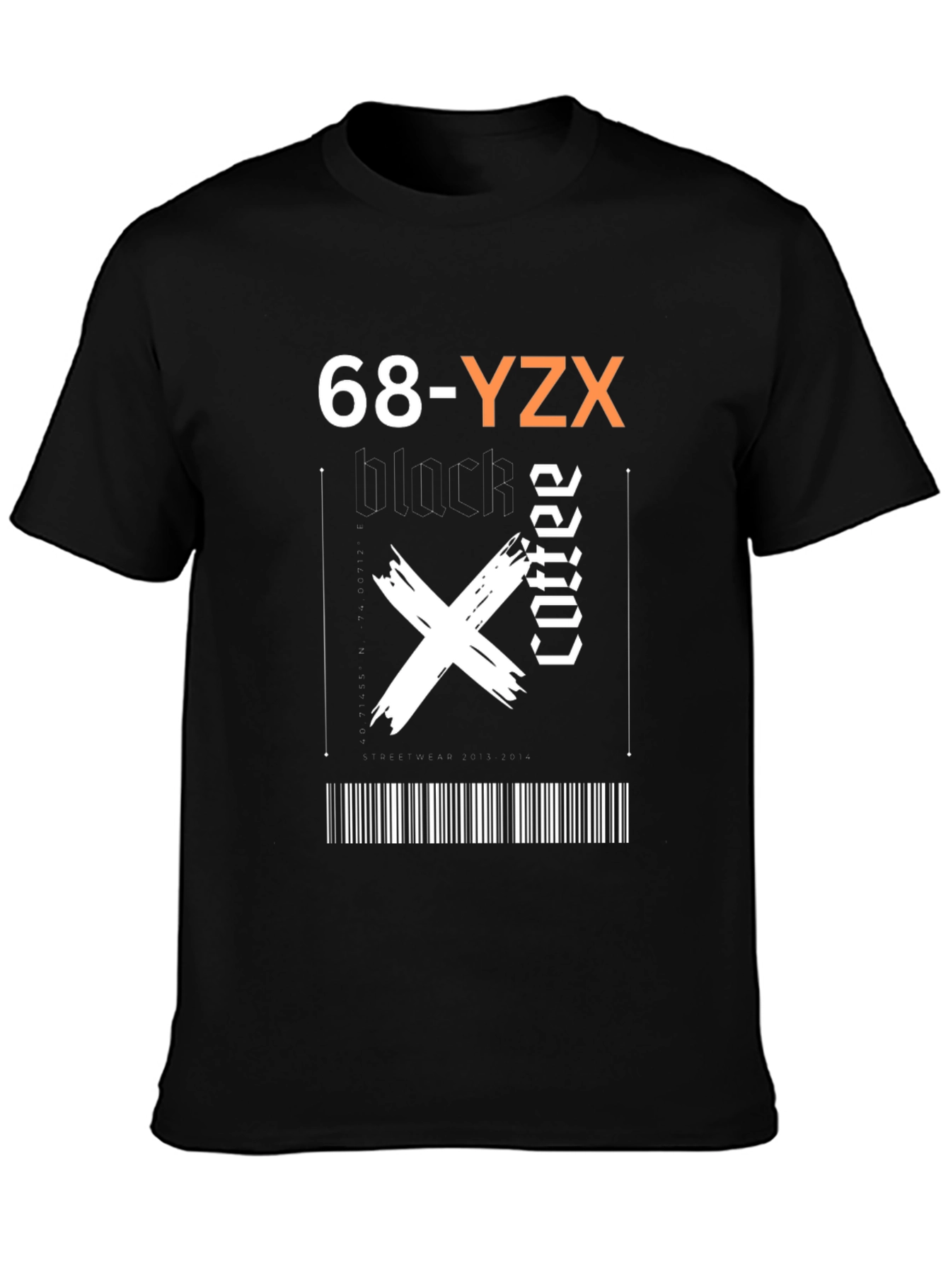 Black Coffee Graphic Tee - Trendy Barcode Design