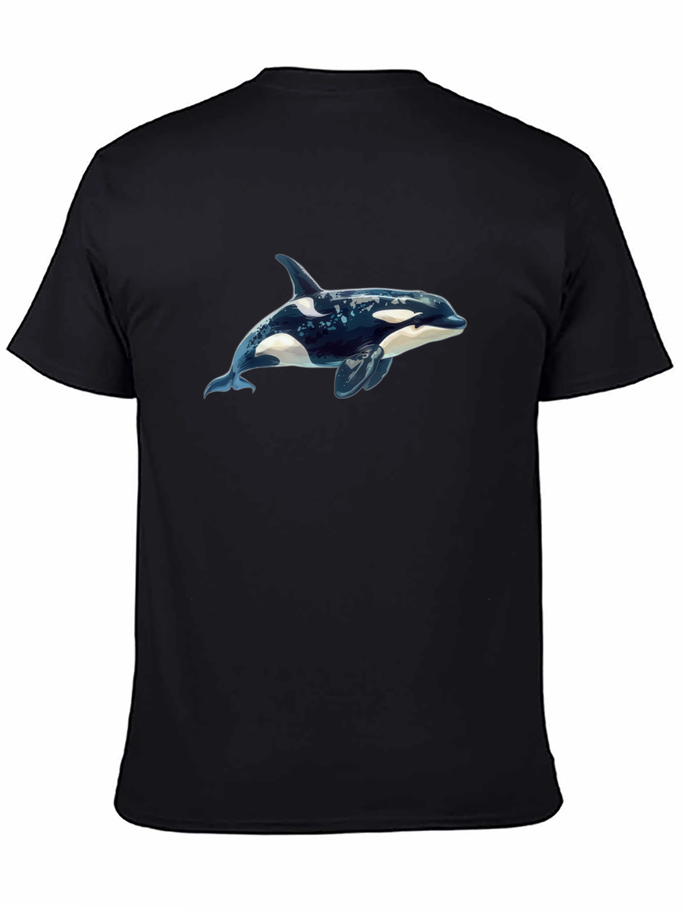 Orca Whale Graphic T-Shirt - Black Cotton Blend Tee
