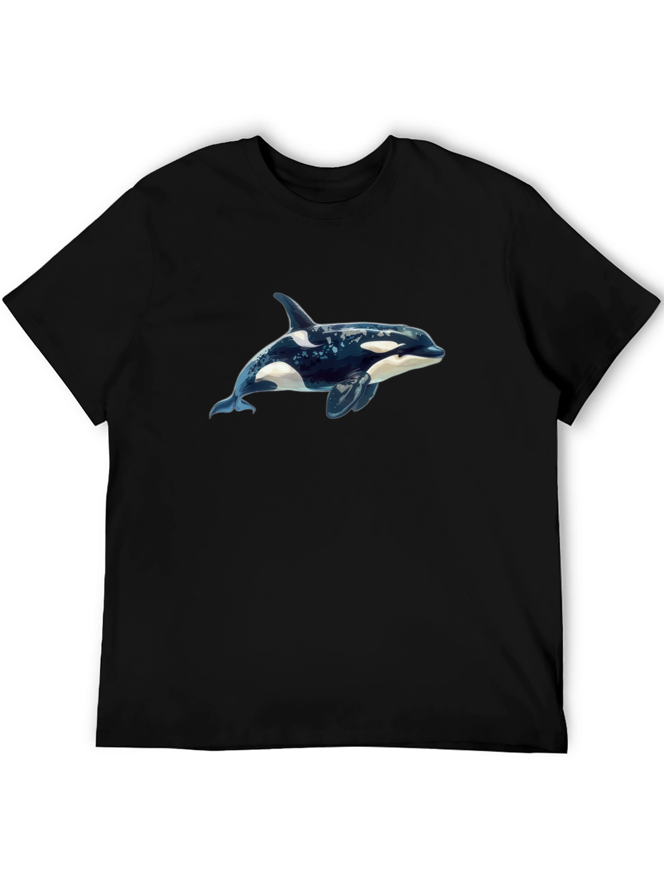 Orca Whale Graphic T-Shirt - Black Cotton Blend Tee