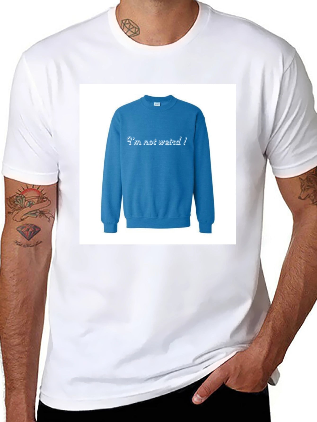 Im Not Weird! Crewneck Sweatshirt on Black T-shirt