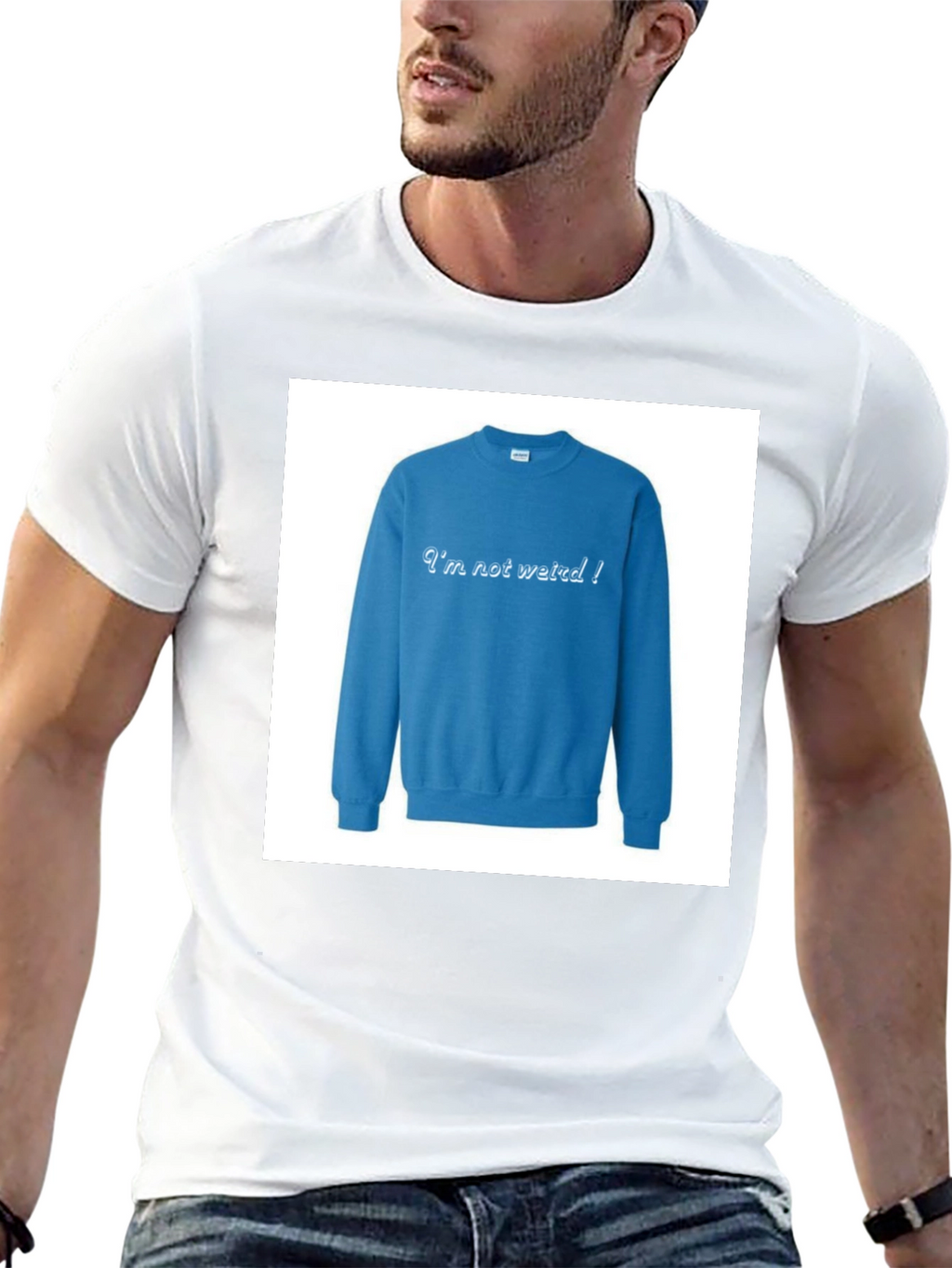 Im Not Weird! Crewneck Sweatshirt on Black T-shirt