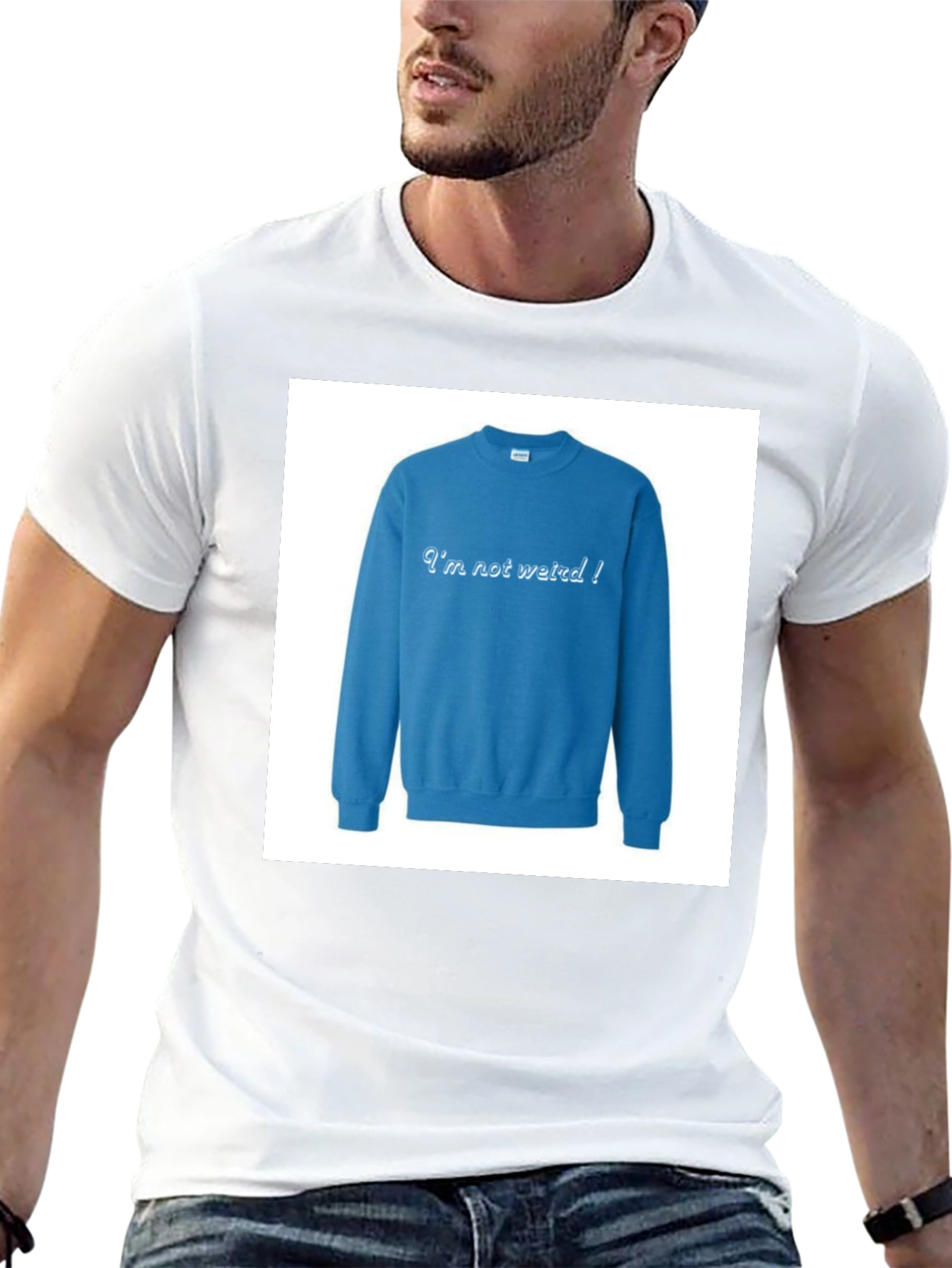 Im Not Weird! Crewneck Sweatshirt on Black T-shirt