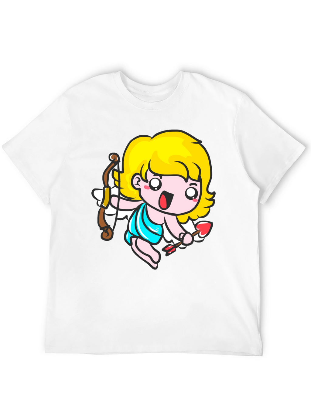 Cupid Cartoon T-Shirt - Black Cute Valentines Day