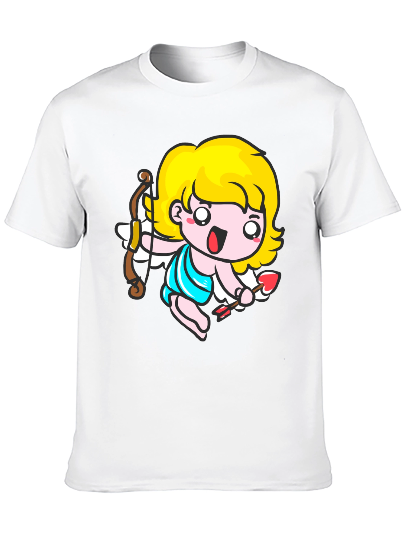 Cupid Cartoon T-Shirt - Black Cute Valentines Day