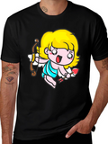Cupid Cartoon T-Shirt - Black Cute Valentines Day