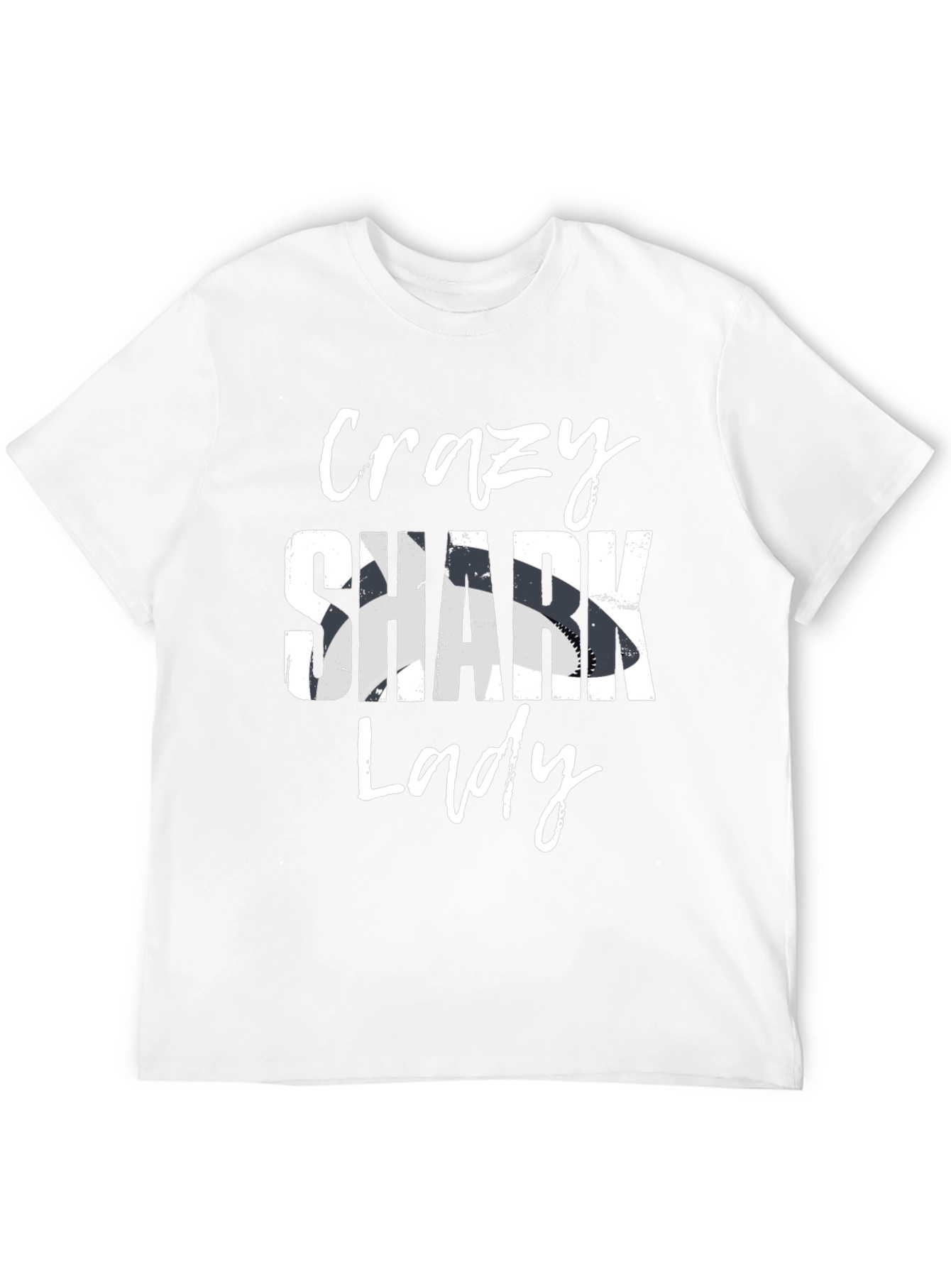 Crazy Shark Lady Graphic T-Shirt - Black Cotton Tee