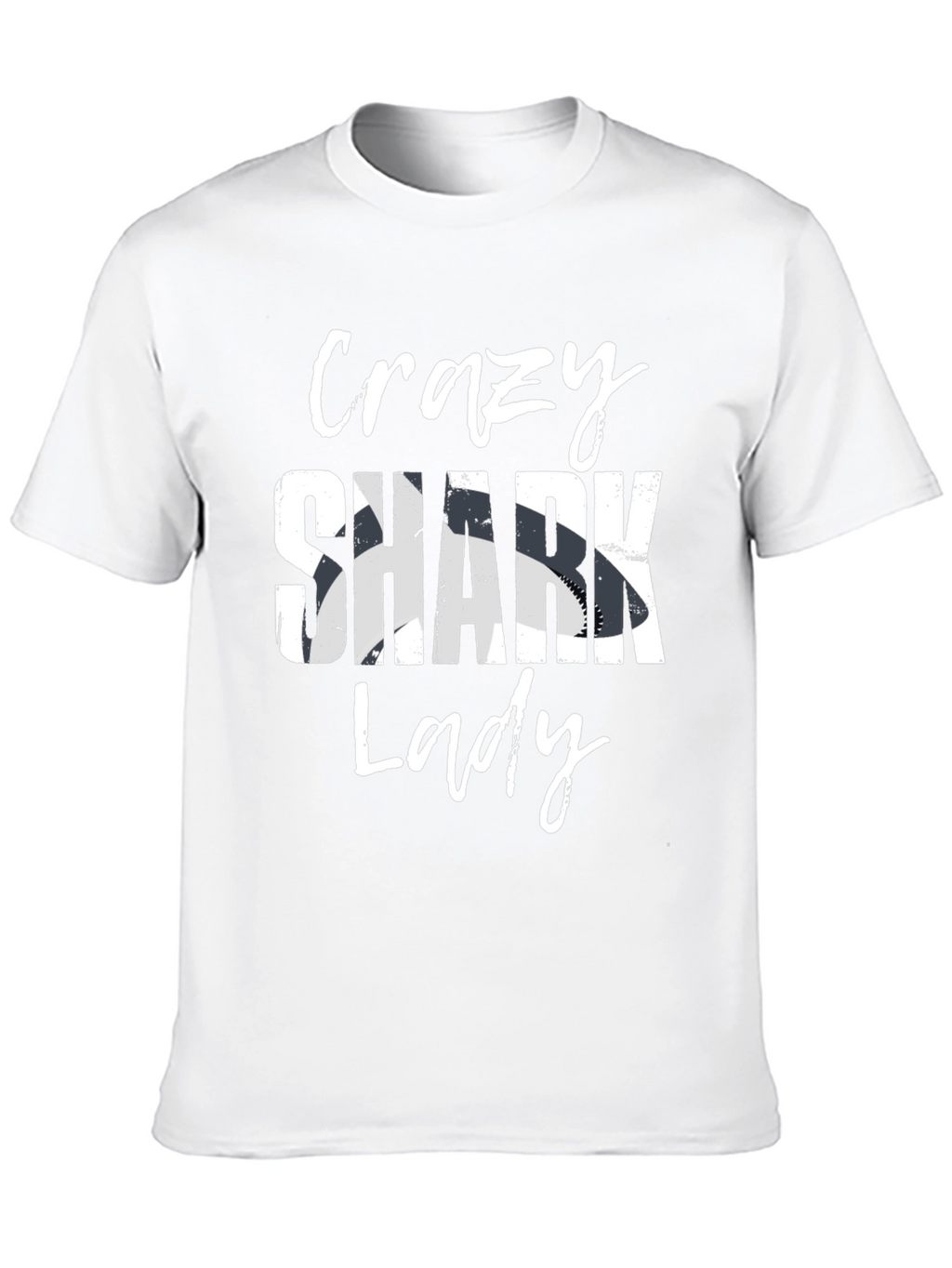 Crazy Shark Lady Graphic T-Shirt - Black Cotton Tee