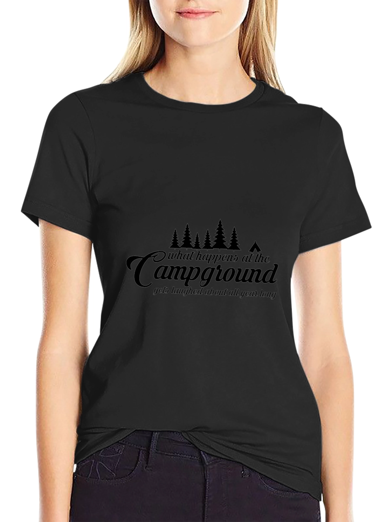 Campground Tales Tee - What Happens At The... Black Cotton T-Shirt