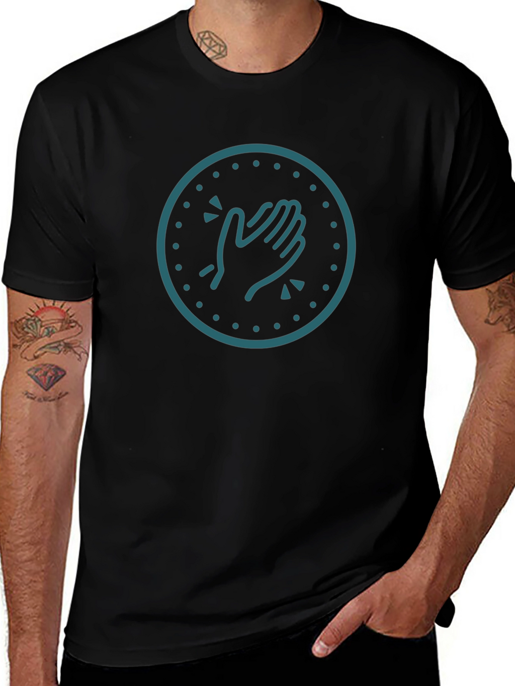 Clapping Hands Graphic Tee - Trendy Black T-Shirt