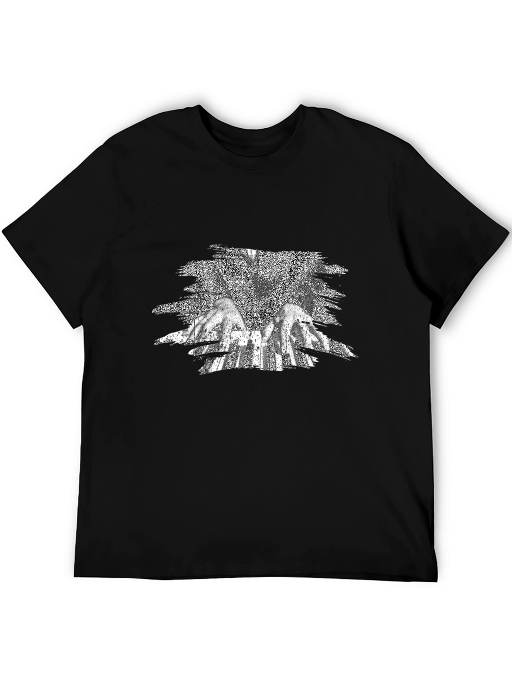 Black Graphic Tee - Angel Wings Design