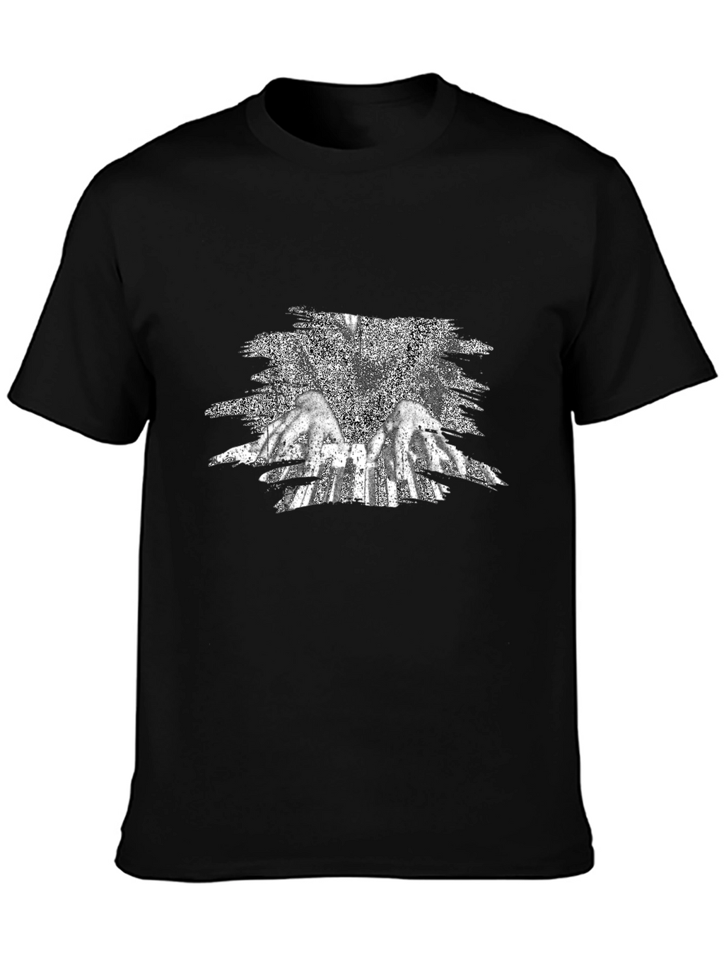 Black Graphic Tee - Angel Wings Design