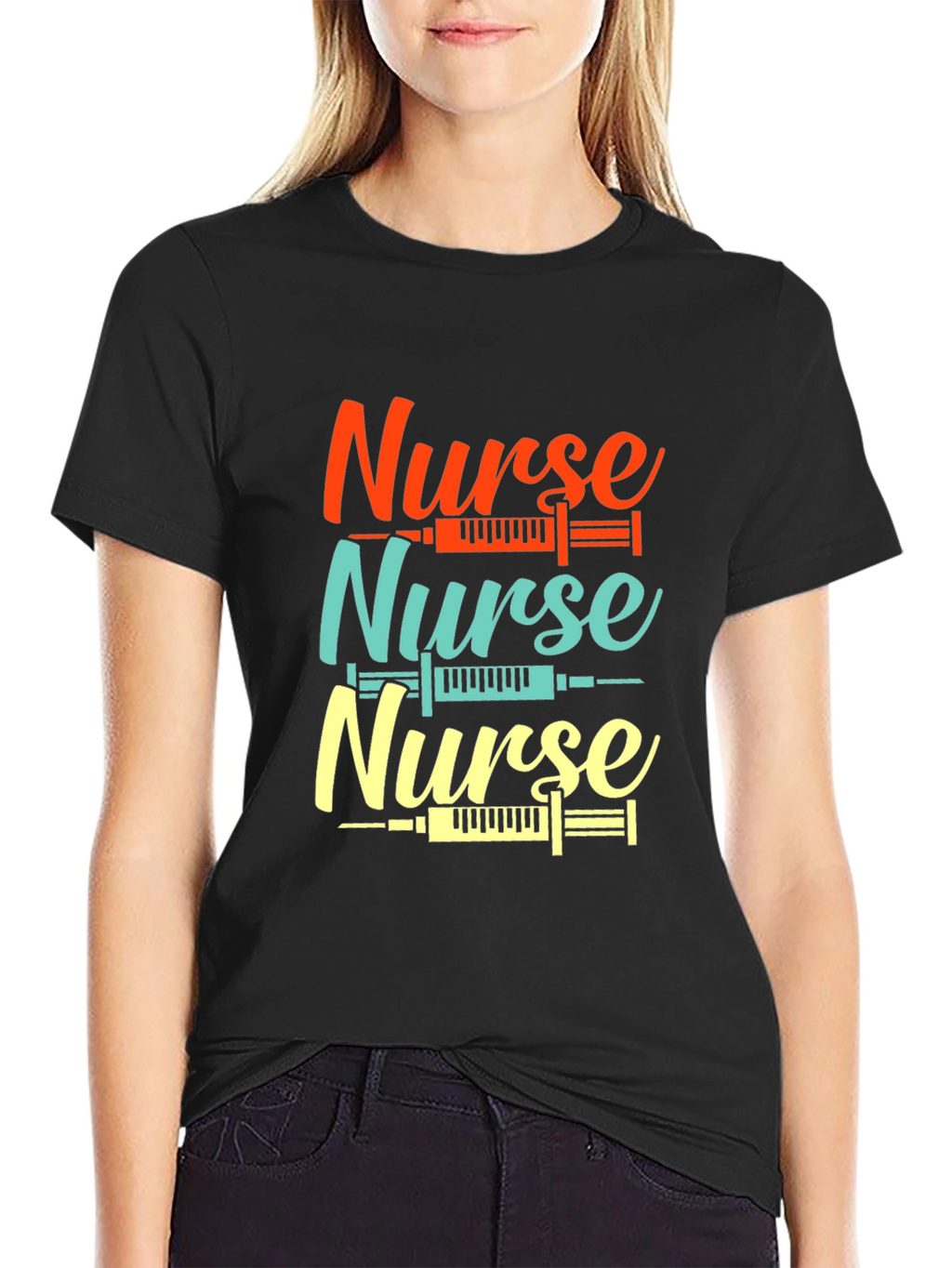 Nurse Syringe Graphic Tee - Comfortable Black T-Shirt