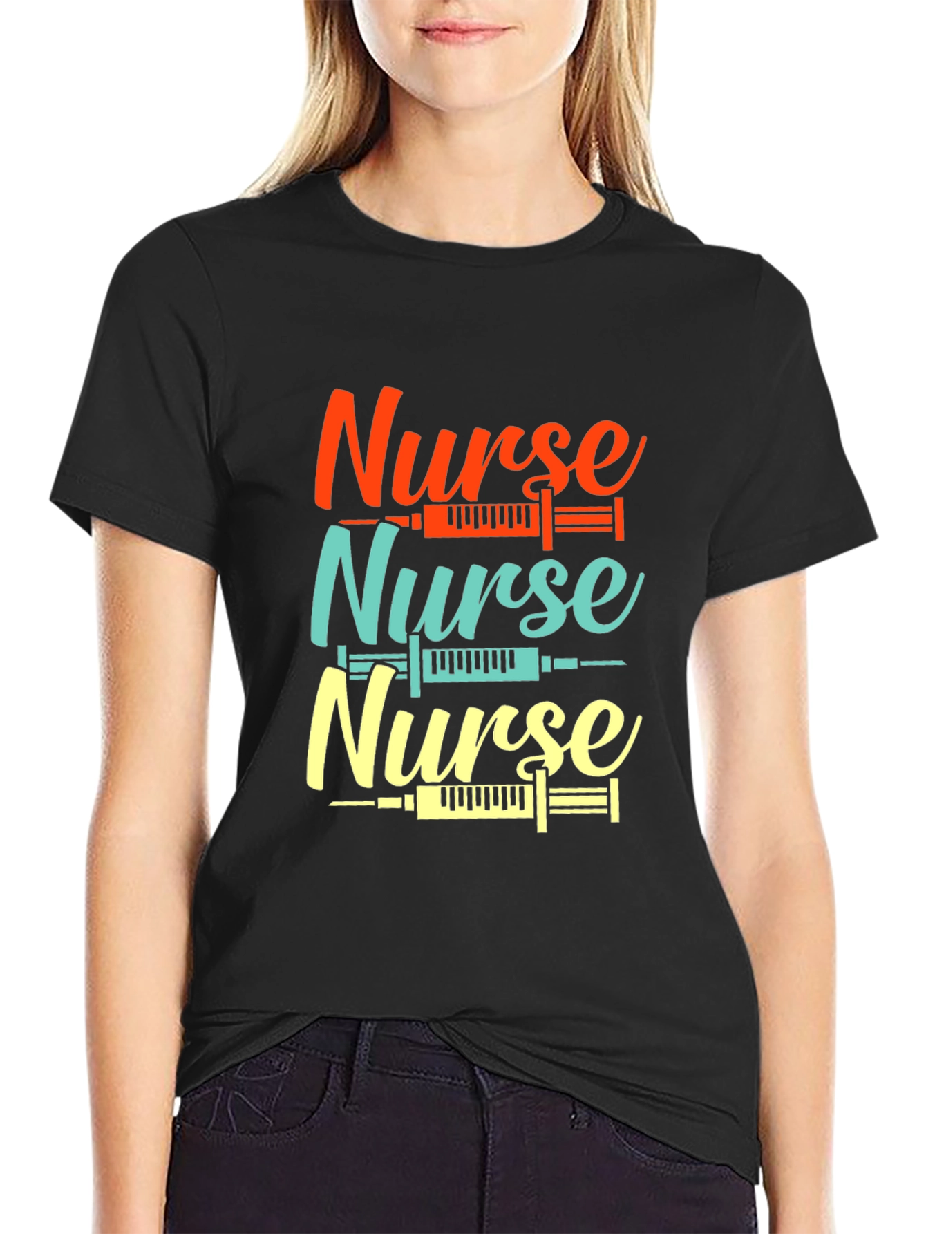 Nurse Syringe Graphic Tee - Comfortable Black T-Shirt