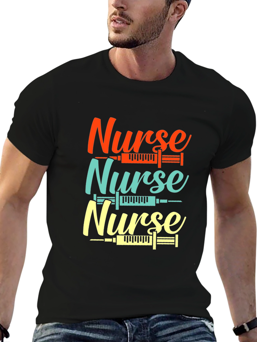 Nurse Syringe Graphic Tee - Comfortable Black T-Shirt