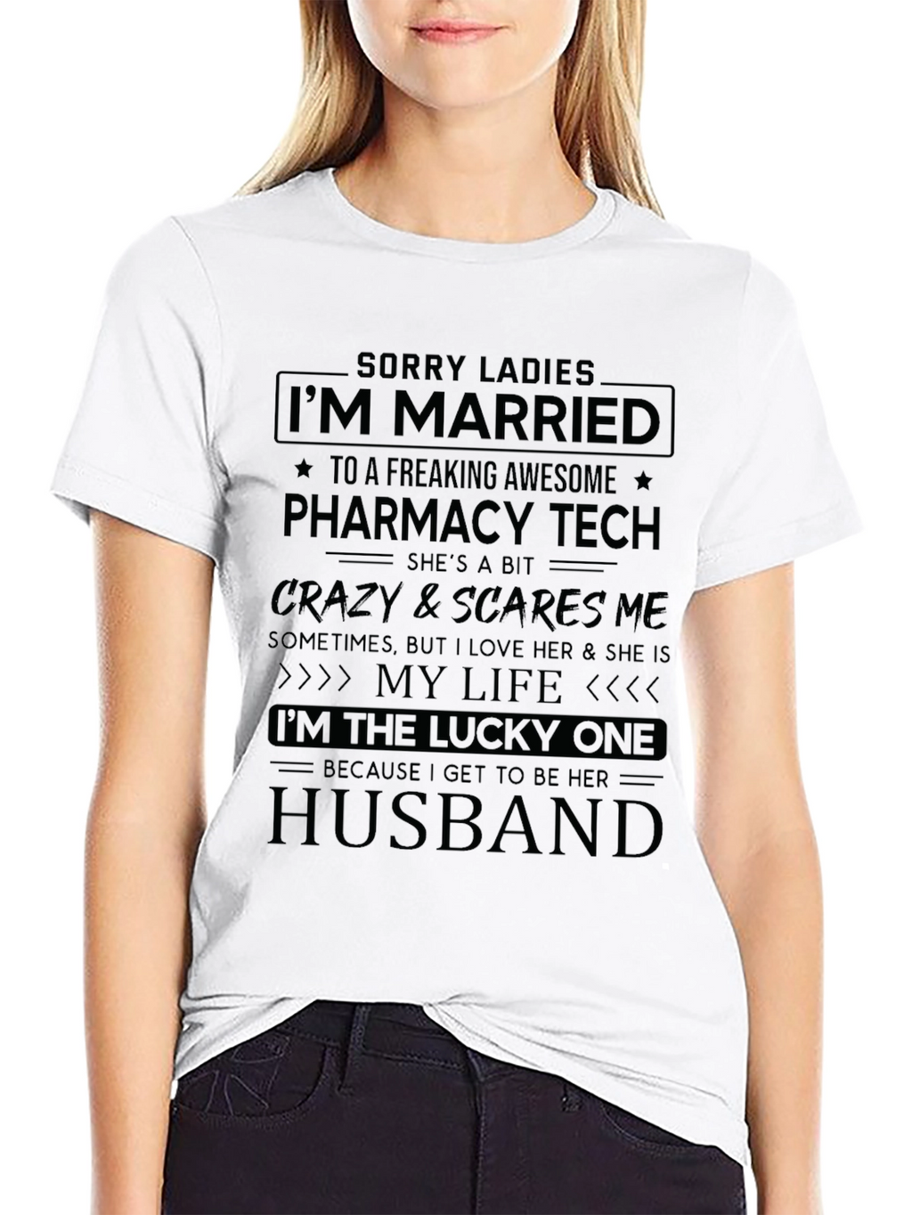 Married to Pharmacy Tech Novelty Graphic Tee